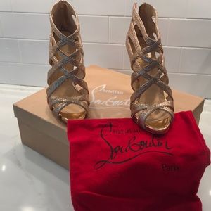 Christian Louboutin gold glitter heels